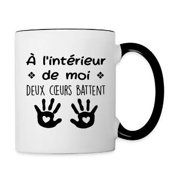 Annoncer Grossesse | Cadeau Femme Enceinte - Mug contrasté - blanc/noir - Droite
