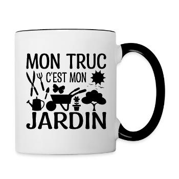 Mon Truc C'est Mon Jardin | Cadeau Jardinière - Mug contrasté - blanc/noir - Droite