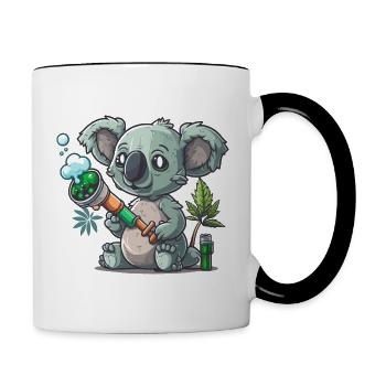 Bong-Blowing Koala - Contrasting Mug - white/black - Right