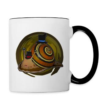Snail with hat - Contrasting Mug - white/black - Right