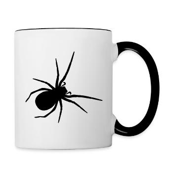 fette Spinne zu Halloween - Tasse zweifarbig - Weiß/Schwarz - Rechts