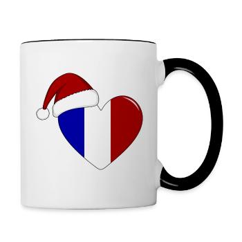 France Flag Christmas Heart - Contrasting Mug - white/black - Right