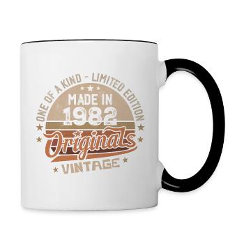 1982 Vintage Born 1982 Vintage Anniversary Gift - Contrasting Mug - white/black - Right