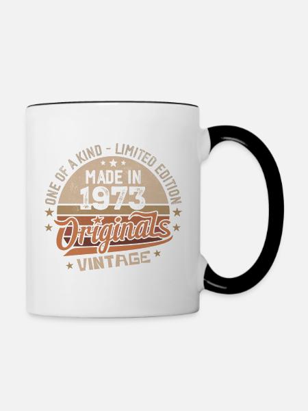 1973 Jahrgang Geboren 1973 Vintage Jubiläumsgeschenk - Tasse zweifarbig - Weiß/Schwarz