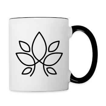 abstraktes Logo mit Blättern - Tasse zweifarbig - Weiß/Schwarz - Rechts