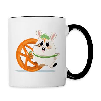 Snack-liebender Hamster - Tasse zweifarbig - Weiß/Schwarz - Rechts