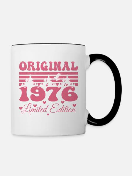 48. Geburtstagsgeschenk 1976 Frau | Geboren 1976 - Tasse zweifarbig - Weiß/Schwarz