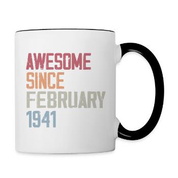 Februar 1941, 83. Geburtstag 1941 Februar 83 Jahre alt - Tasse zweifarbig - Weiß/Schwarz - Rechts