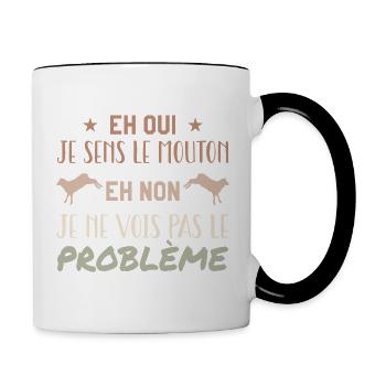 Ich rieche die Schafe - nein, ich sehe das Problem nicht - Tasse zweifarbig - Weiß/Schwarz - Rechts