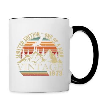 1973 Vintage Geburtstagsgeschenk 1973 Retro 1973 - Tasse zweifarbig - Weiß/Schwarz - Rechts