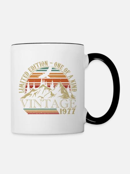 1977 Vintage Retro 1977 Jubiläumsgeschenk - Tasse zweifarbig - Weiß/Schwarz