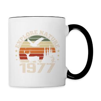 Cadeau Anniversaire 1977 Classique Chasseur 1977 - Mug contrasté - blanc/noir - Droite