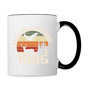 Cadeau Anniversaire 1985 Classique Chasseur 1985 - Mug contrasté - blanc/noir - Droite