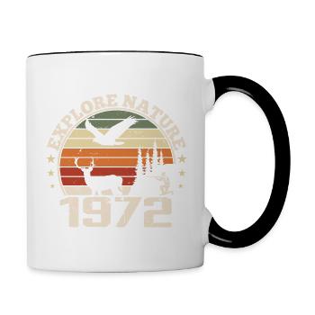 Cadeau Anniversaire 1972 Classique Chasseur 1972 - Mug contrasté - blanc/noir - Droite