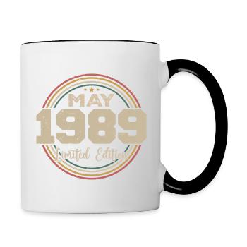 Mai 1989 Vintage Nées En Mai 1989 Anniversaire - Mug contrasté - blanc/noir - Droite