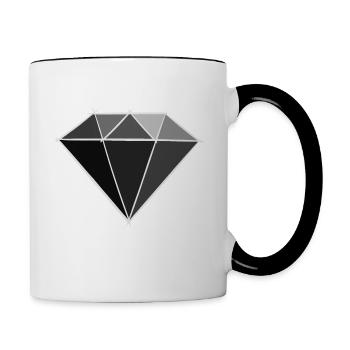 Edelsteine: Schwarzer Diamant Zeichnung / Symbol. - Tasse zweifarbig - Weiß/Schwarz - Rechts