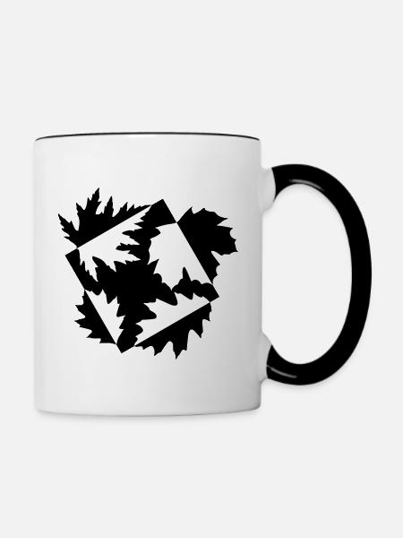 Herbst Blätter abstrakt - Tasse zweifarbig - Weiß/Schwarz