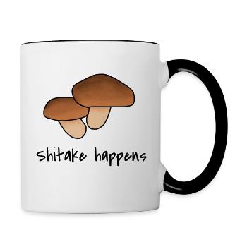 Shitake happens - Tasse zweifarbig - Weiß/Schwarz - Rechts
