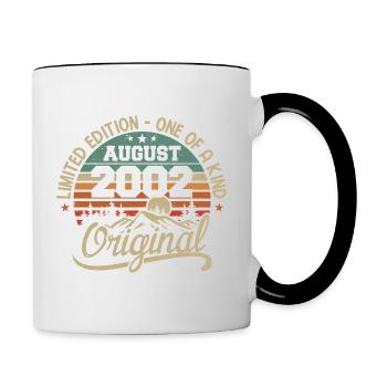 August 2002 Geburtstagsgeschenk - geboren im August 2002 - Tasse zweifarbig - Weiß/Schwarz - Rechts