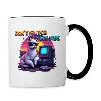 Don't Glitch my Vibe - Retro Gaming Alpaka - Tasse zweifarbig - Weiß/Schwarz - Rechts