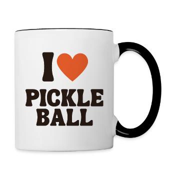 I love Pickleball ❤️ Retro Pickle Ball Herz Shirt - Tasse zweifarbig - Weiß/Schwarz - Rechts