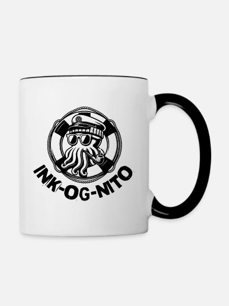 Octopus inkognito Sonnenbrille Design - Tasse zweifarbig - Weiß/Schwarz
