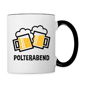 Polterabend (JGA Bier Bayrische Bierkrüge / 2C) - Tasse zweifarbig - Weiß/Schwarz - Rechts
