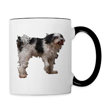 Blanc noir terrier chien promenade, photographie - Mug contrasté - blanc/noir - Droite