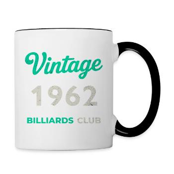 Vintage 1962 – Billiards Club Retro Geburtsjahr - Tasse zweifarbig - Weiß/Schwarz - Rechts