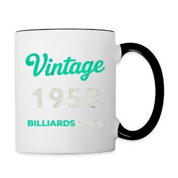 Vintage 1958 – Billiards Club Retro Geburtsjahr - Tasse zweifarbig - Weiß/Schwarz - Rechts