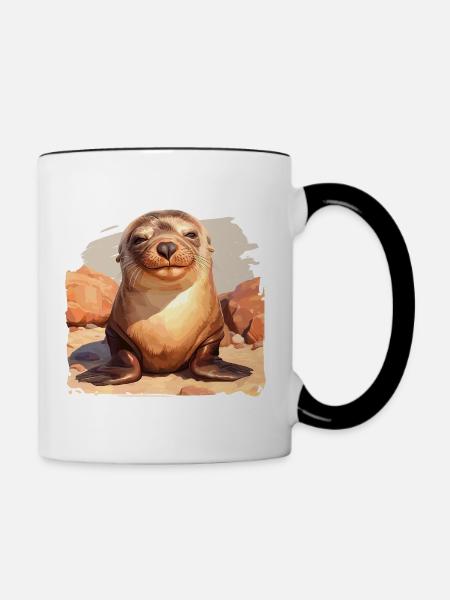 Seelöwen Seelöwe - Tasse zweifarbig - Weiß/Schwarz