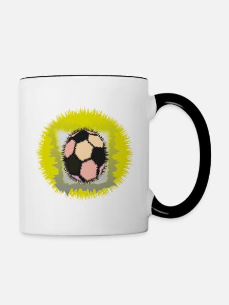 Explosiver Fußball-Aura - Tasse zweifarbig - Weiß/Schwarz