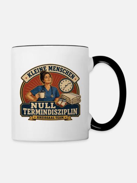 Kleine Menschen Null Termindisziplin - Tasse zweifarbig - Weiß/Schwarz