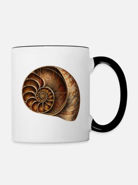 Fibonacci Spirale - Tasse zweifarbig - Weiß/Schwarz