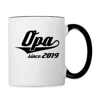 Opa since 2019 Swash - Tasse zweifarbig - Weiß/Schwarz - Rechts