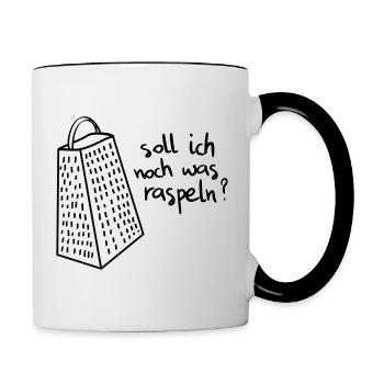 Soll ich noch was raspeln? - Tasse zweifarbig - Weiß/Schwarz - Rechts