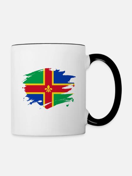 Lincolnshire-Flaggen-Farben-Spritzer-Entwurf - Tasse zweifarbig - Weiß/Schwarz