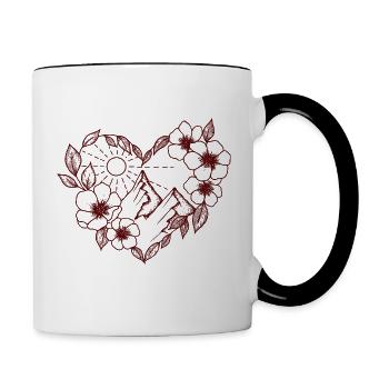 Mountains in the heart of flowers - Contrasting Mug - white/black - Right