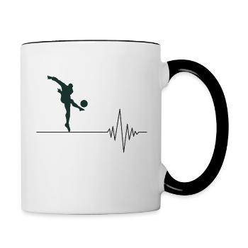 Fußball Herzschlag - Tasse zweifarbig - Weiß/Schwarz - Rechts