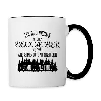Geocacher Geocaching Schatzsuche Rätsel Geschenke - Tasse zweifarbig - Weiß/Schwarz - Rechts