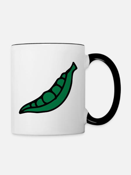 Erbsen Pea pois - Bohne - Tasse zweifarbig - Weiß/Schwarz