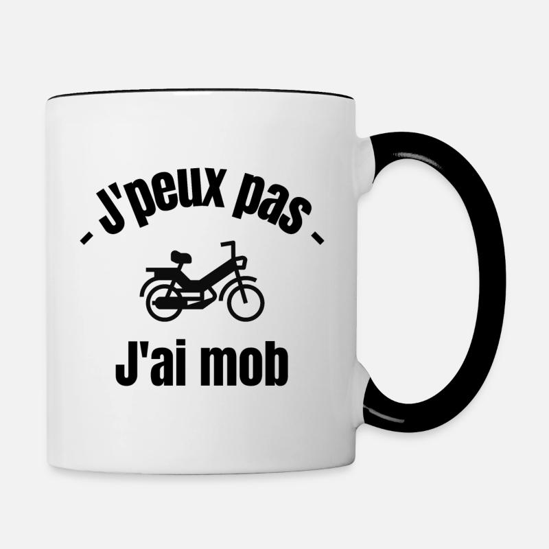 J'peux pas j'ai mob deux roues - Mug contrasté - blanc/noir