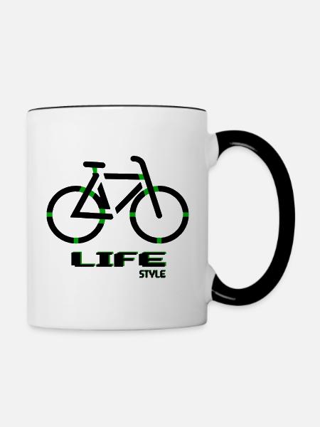 Bike - Tasse zweifarbig - Weiß/Schwarz