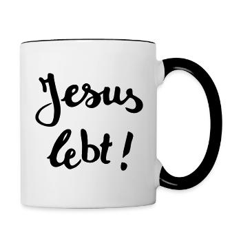 Jesus lebt ! - Tasse zweifarbig - Weiß/Schwarz - Rechts