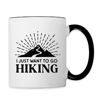 I just want to go Hiking - Tasse zweifarbig - Weiß/Schwarz - Rechts