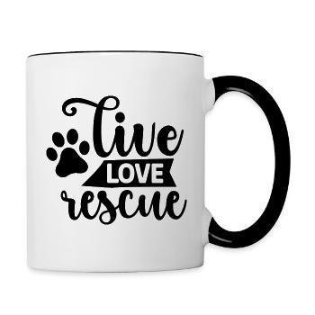 Live Love Rescue - Tasse zweifarbig - Weiß/Schwarz - Rechts