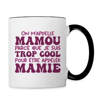 On m'appelle Mamou parce que je suis cool, Mamie - Mug contrasté - blanc/noir - Droite