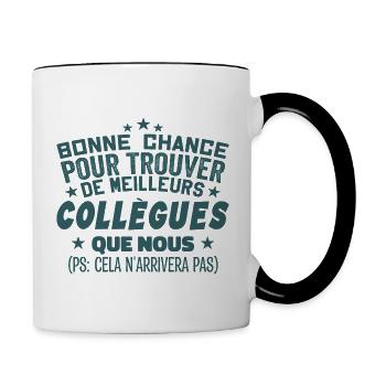 Humour Collègue Collègues Cadeau Départ Retraite - Mug contrasté - blanc/noir - Droite