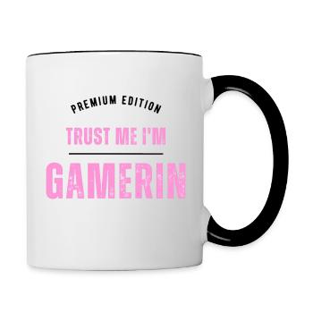 TRUST ME I'M GAMERIN - Premium Edition - Tasse zweifarbig - Weiß/Schwarz - Rechts