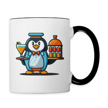 Pinguine gießen - Tasse zweifarbig - Weiß/Schwarz - Rechts